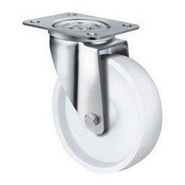 Team Systems TE22NNP125S - S/S 1- 80- 290kg White Nylon - 125mm Nylon Wheel, Swivel Plate