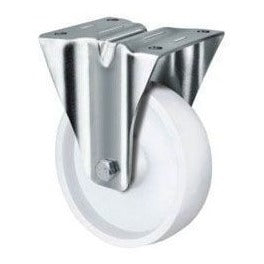 Team Systems TE22NNP100R - S/S 1- 80- 290kg White Nylon - 100mm Nyl Wheel, Fixed Plate In S/S
