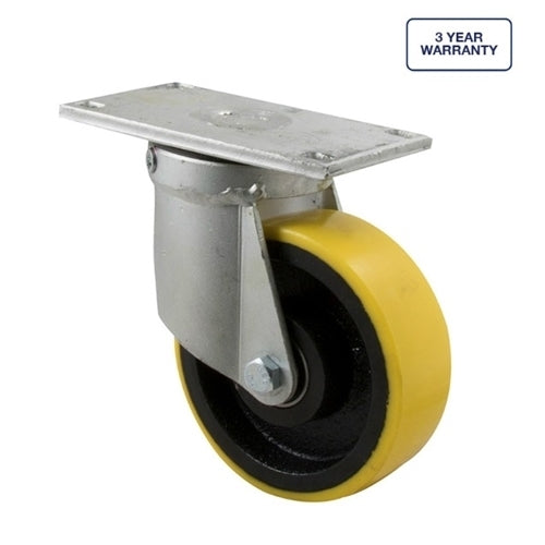 XUQ150/WZP - 152mm PU on Cast Iron Swivel Plate Castor - 750kg
