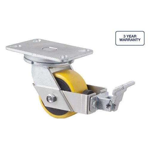 Fallshaw XUQ100/XZPBR - 100mm - PU on Cast Iron - ISO Swivel Plate Castor - 1000kg