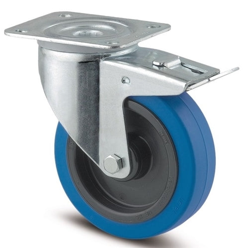Tente 3477UFR100P62B - Alpha 100mm Blue Elastic Swivel Plate Brake P62