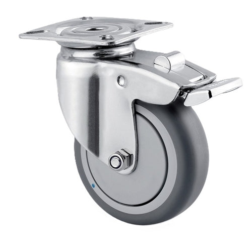 Tente 7477PJC075P40 - Agila SS 75mm TPR Swivel Plate Brake P40