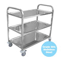 950 x 500mm 3 Tier Grade 304 Stainless Service Trolley (STR331)