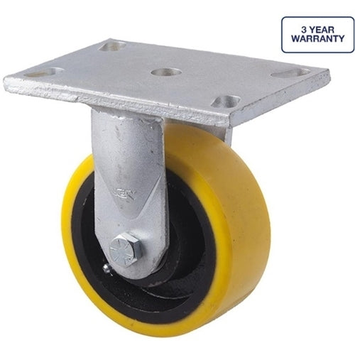 Fallshaw XUQ125/XZF - 125mm - PU on Cast Iron - Fixed Plate Castor - 800kg