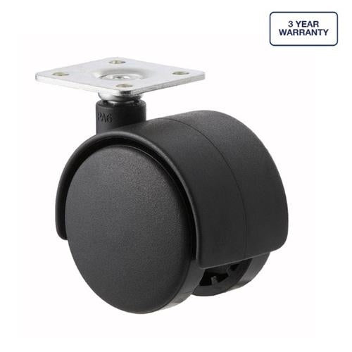 Fallshaw TW50P - 50mm - Plastic Twin Wheel - Swivel Plate Castor - 38mm