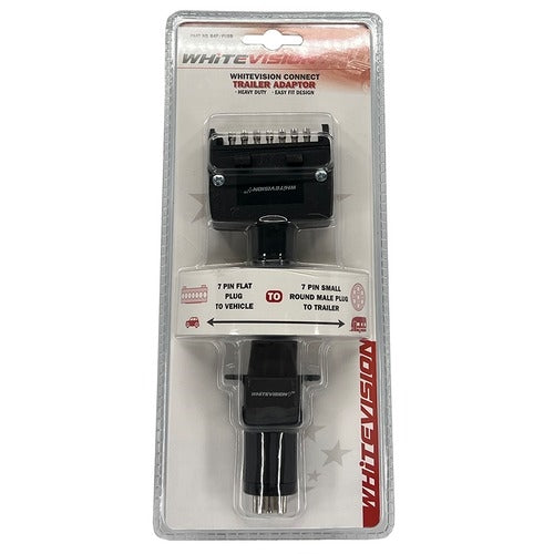 Whitevision Trailer Adaptor - Flat 7 Pin Plug to Small Round 7 Pin Socket