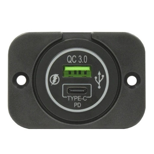 Dual USB Socket 12-24VDC (1x USB-A, 1x USB-C)