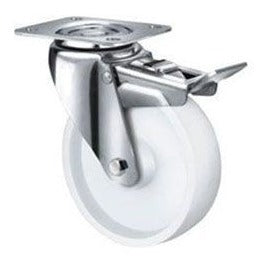 Team Systems TE22NNP125SB - S/S 1- 80- 290kg White Nylon - 125mm Nylon Wheel, Swivel Pl Total Lock S/S