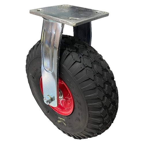 Tente PWC-350X4F - Pneumatic 264mm Fixed Plate Black Rubber Castor – 160kg Capacity