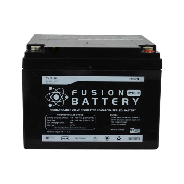 EV12-26 Fusion Electric Vehicle 12V Deep Cycle Battery
