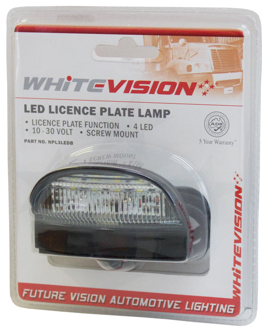 Whitevision Licence Plate Lamp, Contour Style, Screw Mount