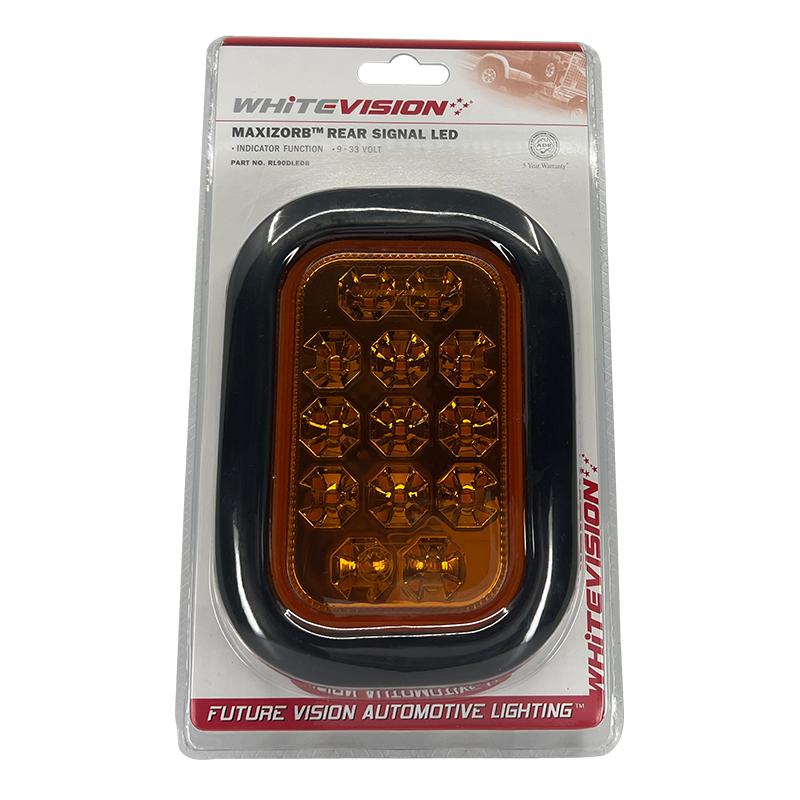 Whitevision 90 Series Rear LED 9-33V Direction Indicator Plug and Pigtail With Rubber Grommet