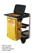 Grandmaid Commercial Hospitality Trolley Cleaning Cart - Black