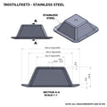 130 x 130mm Square Stainless Steel Stillage/Pallet Feet (STILLFEET3)