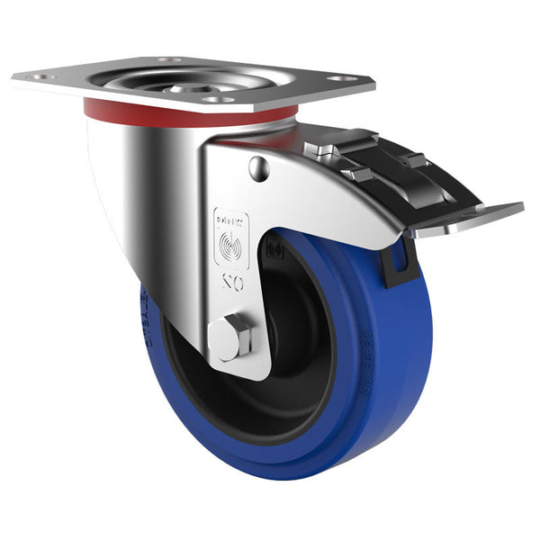 Team Systems TWBR100SB - 130- 300kg - 100mm Blue Rubber Swivel Brake