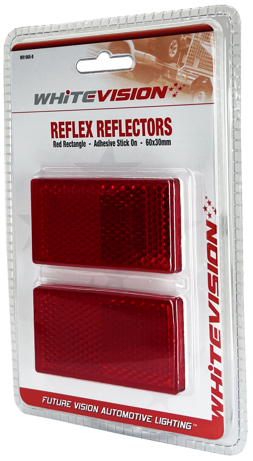 Whitevision Red Reflector - Self Adhesive 59x31x7.5mm