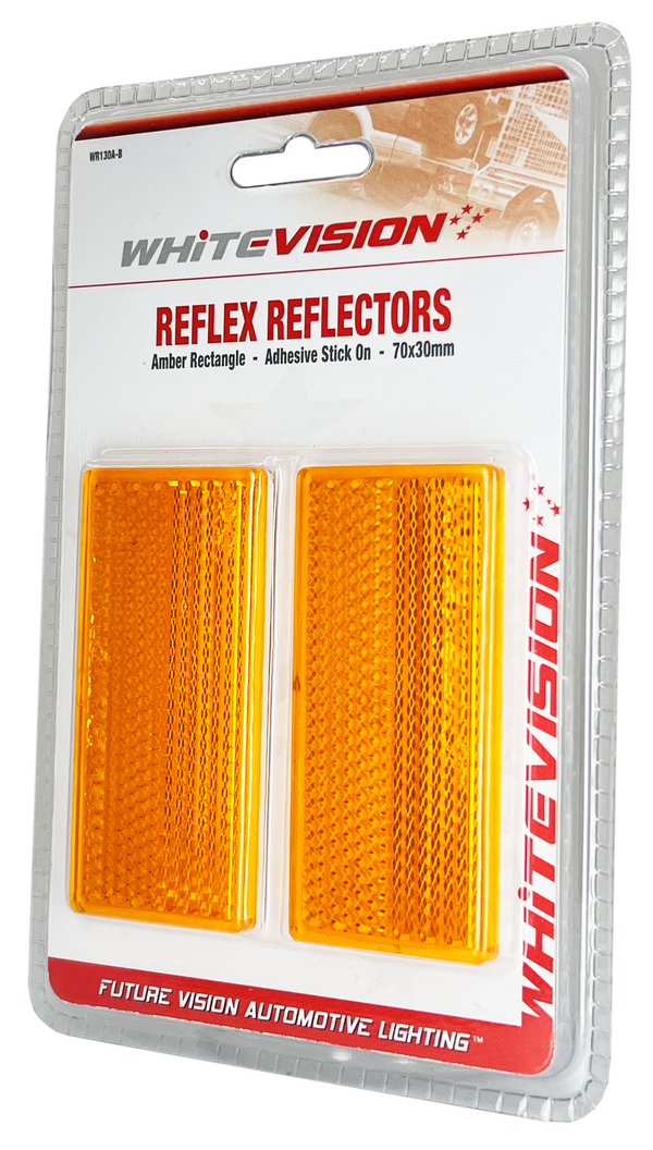 Whitevision Amber Reflector Welded White - Self Adhesive 70x30x7.5mm