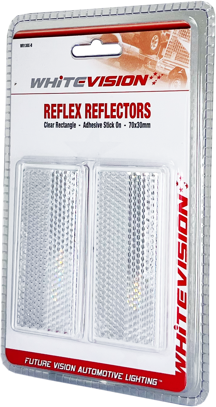 Whitevision Clear Reflector Welded White - Self Adhesive 70x30x7.5mm