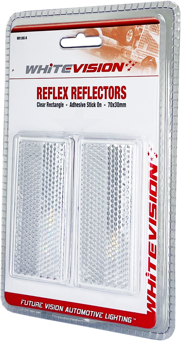 Whitevision Clear Reflector Welded White - Self Adhesive 70x30x7.5mm