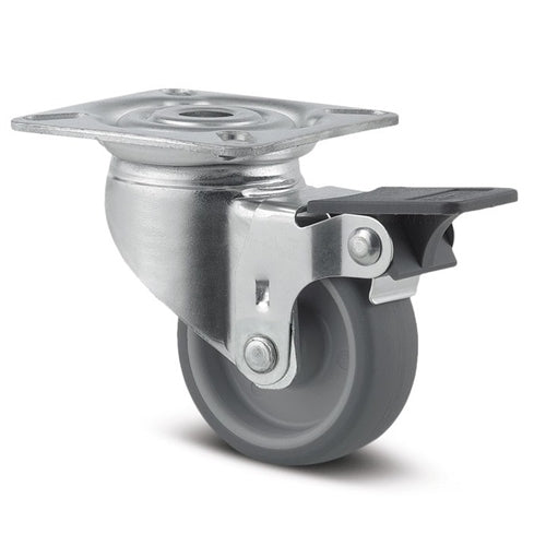Tente 2475PJO050P40 - Agila 50mm Grey TPR Swivel Plate Brake P40