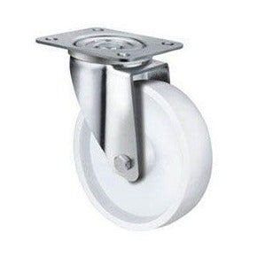 Team Systems TE22NNP100S - S/S 1- 80- 290kg White Nylon - 100mm Nyl Wheel, Swivel Plate In S/S