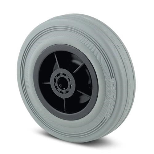 Puretech 160x40mm 20mm Axle (Supplied With Bearing & 12mm Reducer) Grey Solid Rubber Wheel – 135kg Capacity
