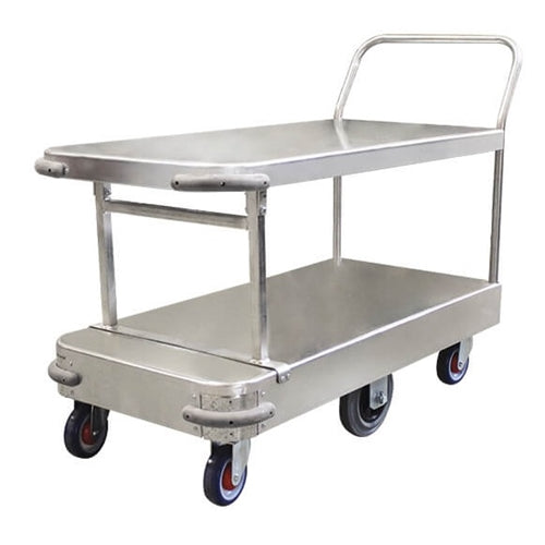 Wide 6 Wheel Stock Trolley Twin Platform Single Handle (PGR201)