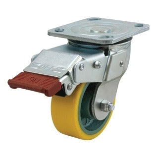 100mm Polyurethane Tyred Cast Iron Centred Wheel 330kg Capacity Castor (S4448SLB)