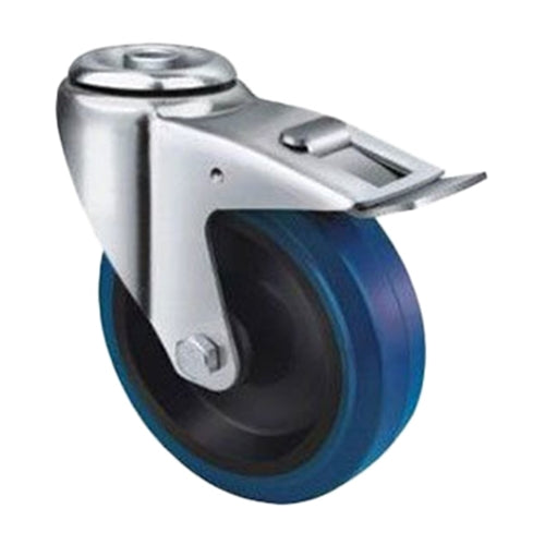 Team Systems TE21ENR080HB - 130- 300kg - 80mm Blue Rubber Wheel, 12mm Bolt Hole Total Lock