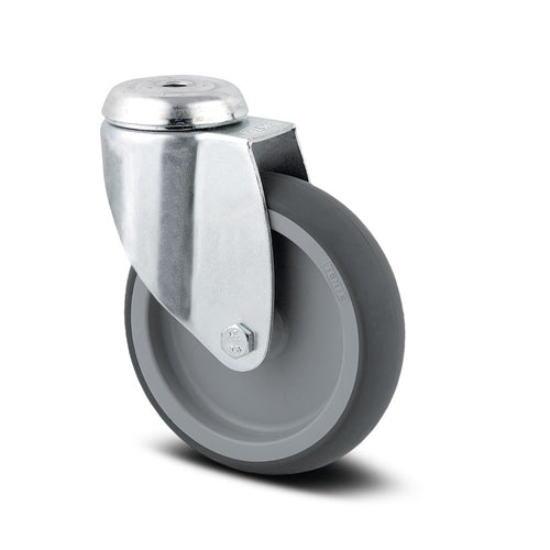 Agila 75mm Swivel 11mm Bolt Hole Grey Thermoplastic Rubber Castor – 75kg Capacity