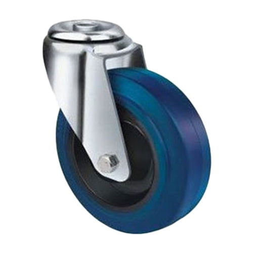 Team Systems TE21ENR080H - 130- 300kg - 80mm Blue Rubber Wheel, 12mm Bolt Hole
