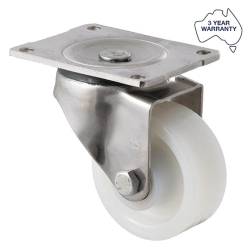 ONS100W/OSP Stainless Steel Castor - 100x40mm White Nylon Wheel - 350kg