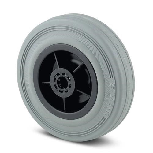 Puretech 160x40mm 20mm Axle (Supplied With Stainless Steel Bearing & 12mm Reducer) Grey Solid Rubber Wheel – 135kg Capacity