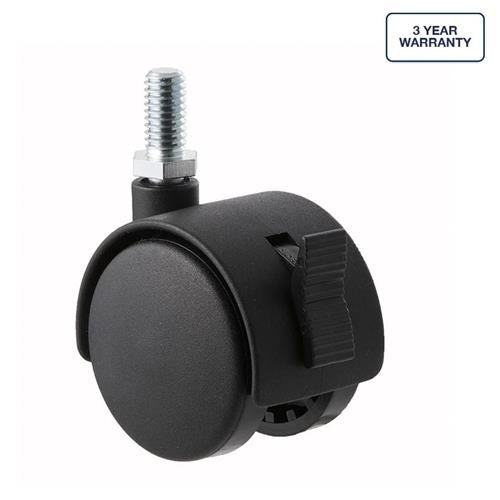 Fallshaw TW5038BR - 50mm - Plastic Twin Wheel - Swivel Wheel Brake Castor - 3/8"