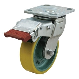 125mm Polyurethane Tyred Cast Iron Centred Wheel 330kg Capacity Castor (S5548SLB)