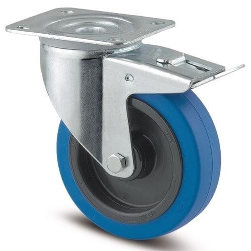 Tente 3477UFR125P62B - Alpha 125mm Blue Elastic Swivel Plate Brake P62
