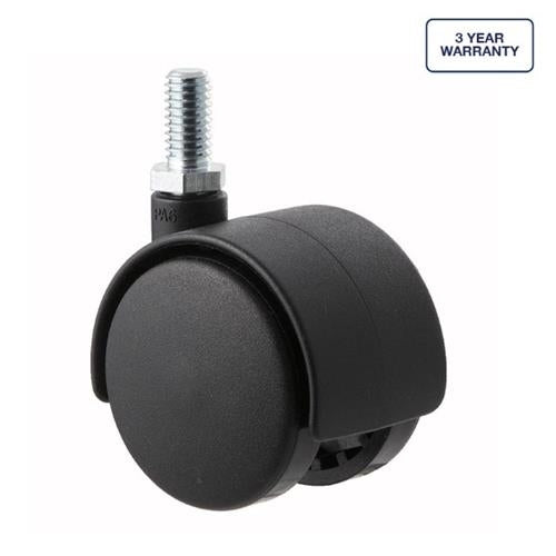 Fallshaw TW5038 - 50mm - Plastic Twin Wheel - Swivel Castor - 3/8" x 19mm