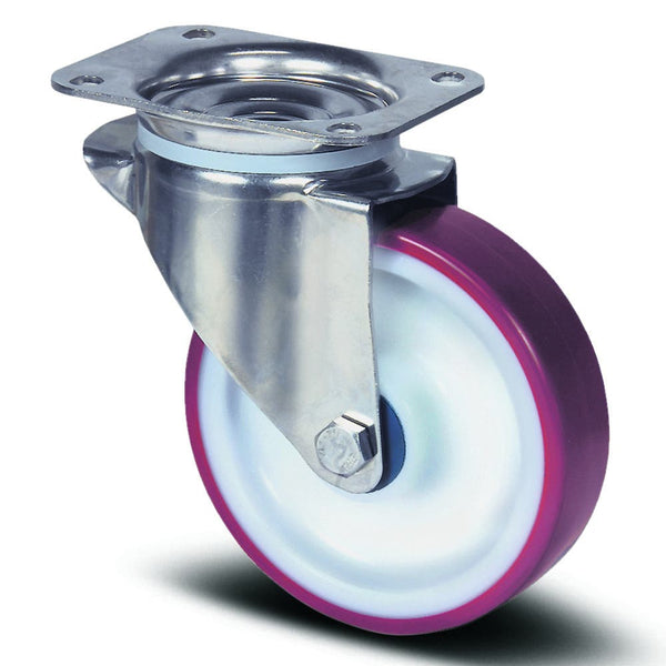 Tente 8470UAD200P63M - Alpha SS 200mm Maroon PU Swivel Plate P63